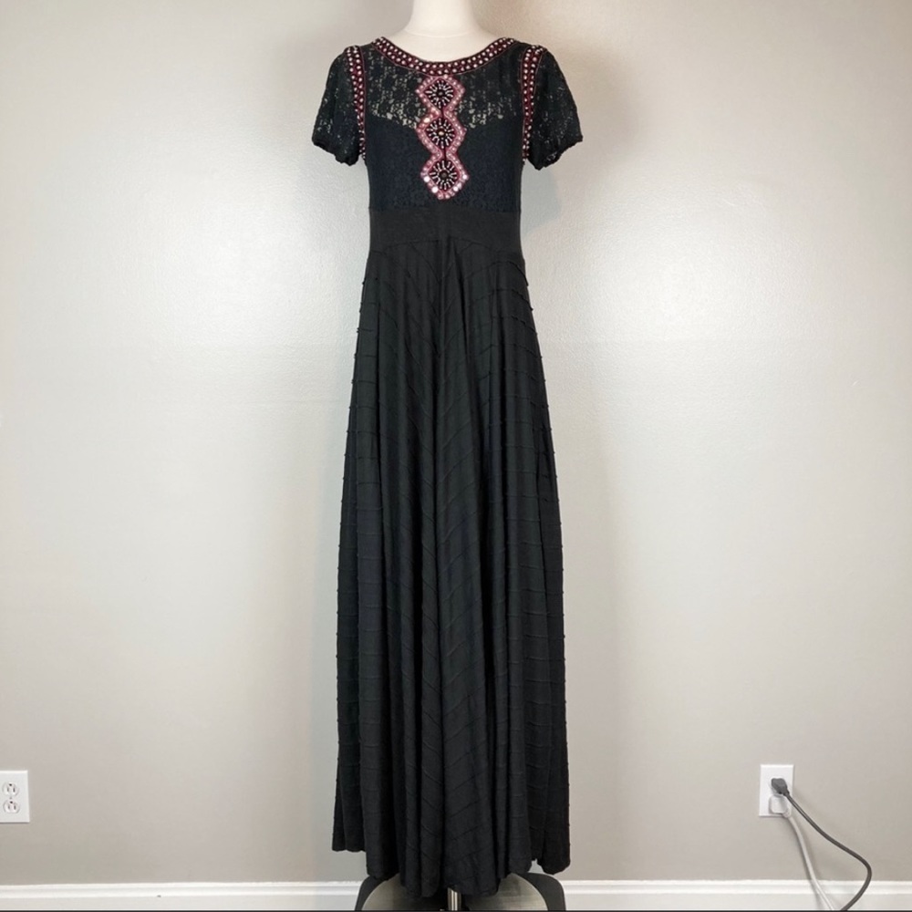 Free People Black embellished Maxi Dress rare